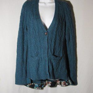Anthro Far Away From Close Button Up Cableknit Cardigan M
